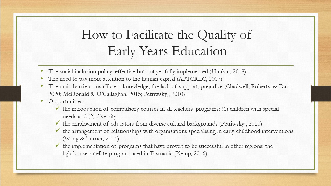 How to Facilitate the Quality of Early Years Education