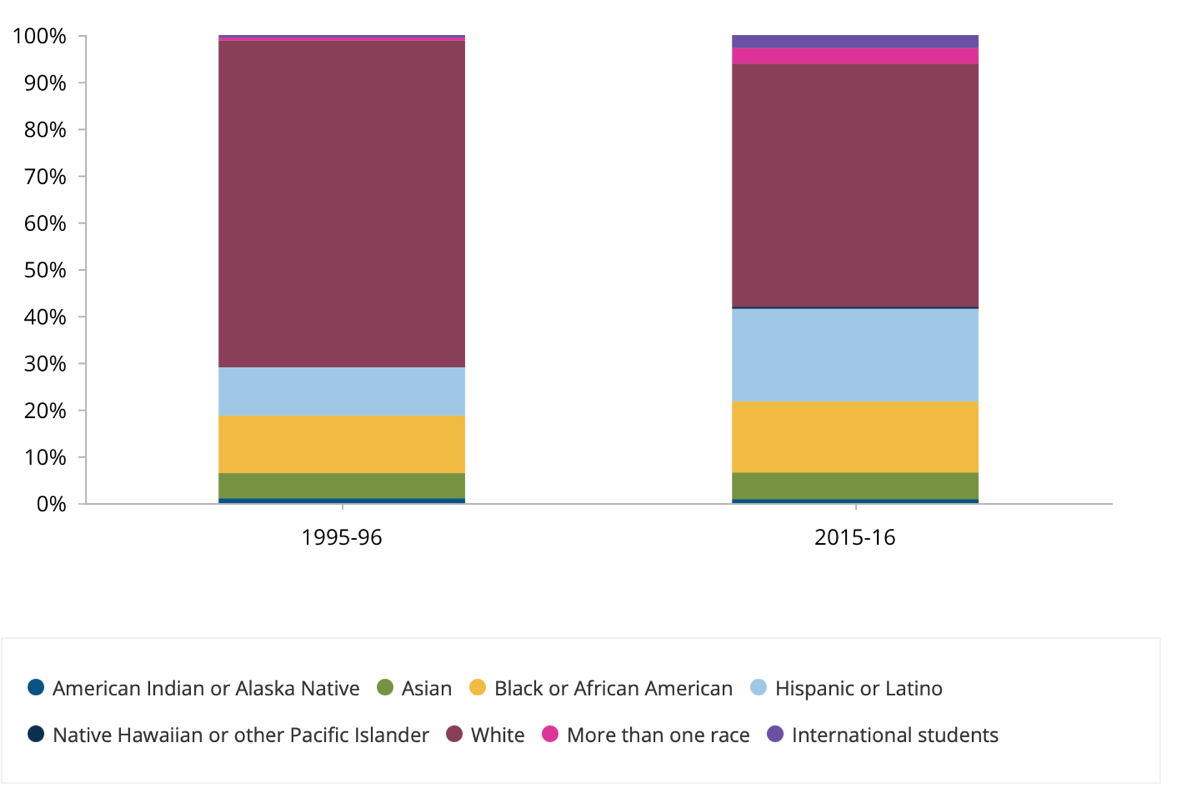 Dynamics of ethnic diversity among undergraduate students in the United States.