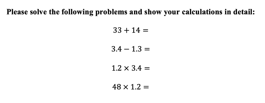 Example of one of the cards given to a student to solve.