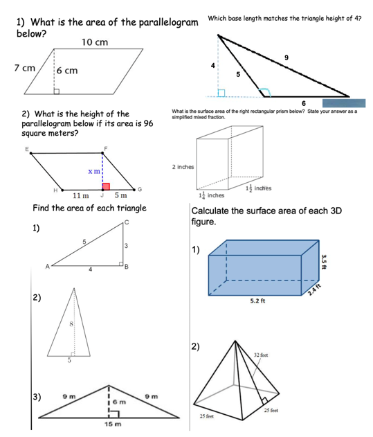 Examples of individual assignments for the entire lesson.