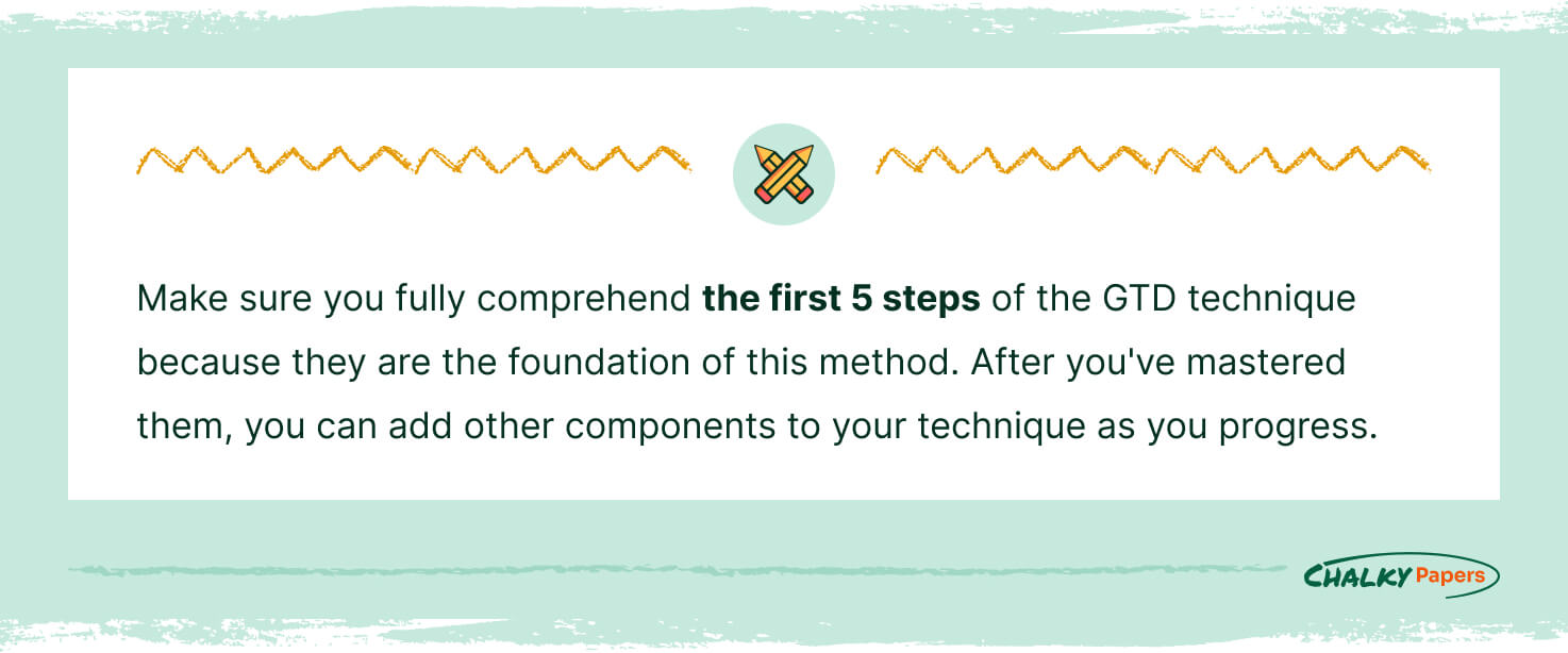 Make sure to fully comprehend the first 5 steps of the method before adding other components.