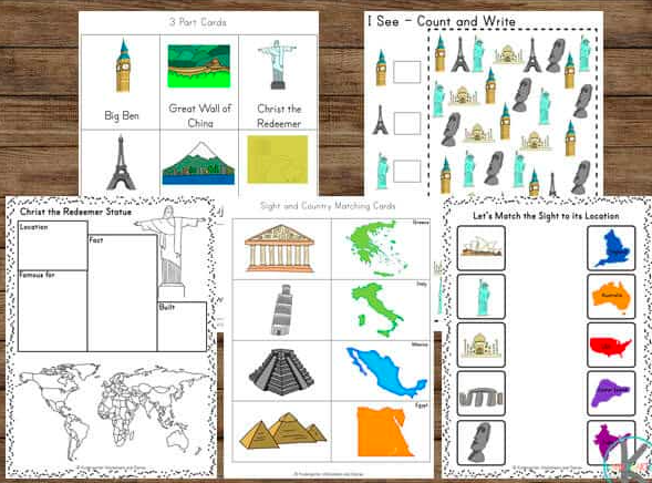 Famous Landmarks Printable Worksheets